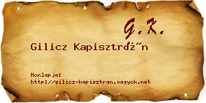 Gilicz Kapisztrán névjegykártya